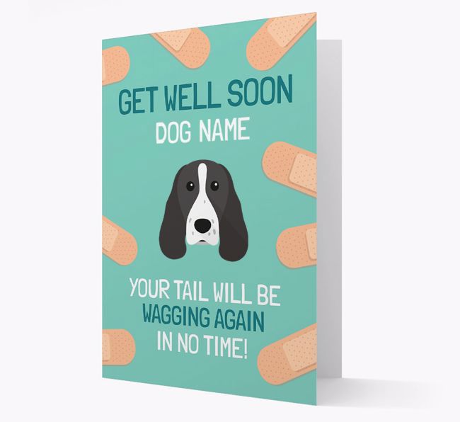 Personalised 'Get well soon {dogsName}' Card with {breedFullName} Icon